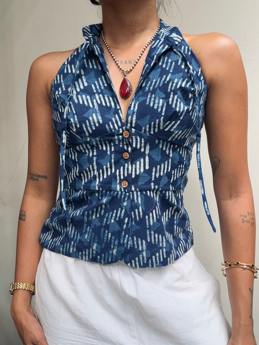Trupti: Indigo Triangle Stripes