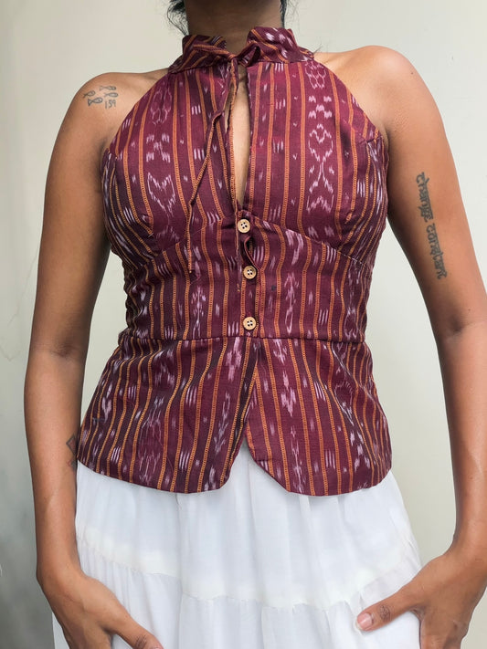 Trupti: Deep Maroon Sambalpuri