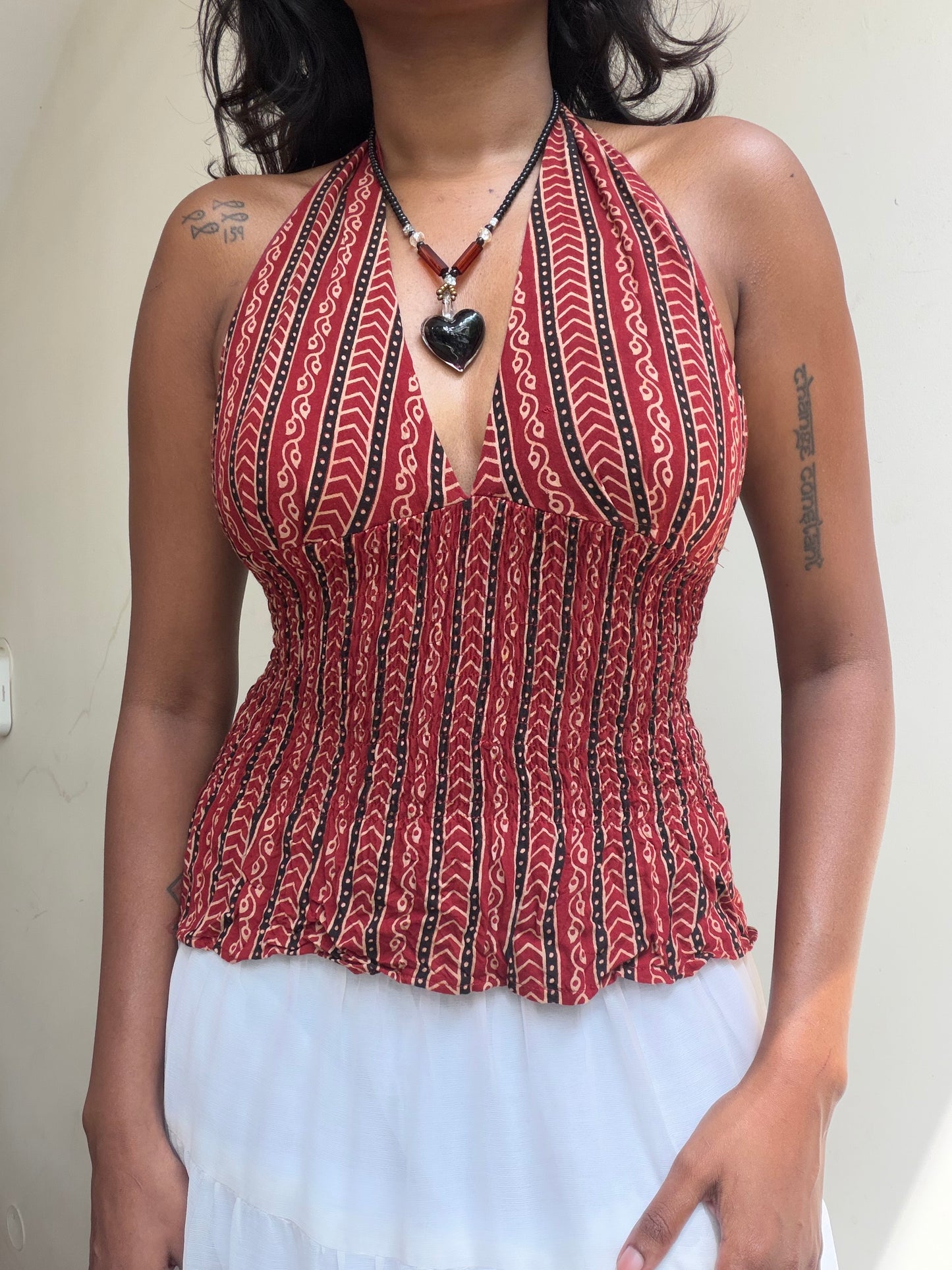 Preksha: Red Striped Ajrakh