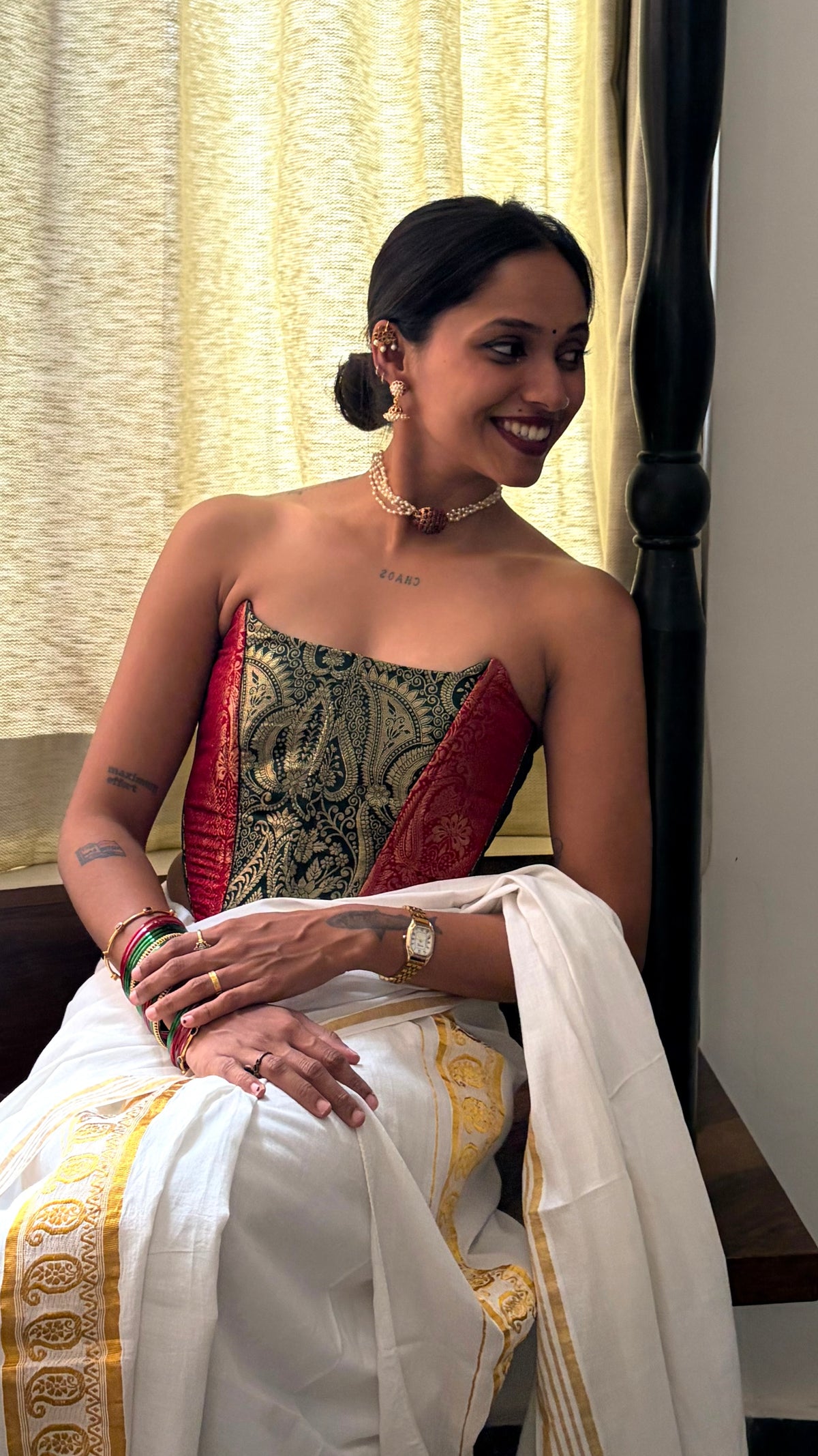 Kumari: Green & Red Brocade