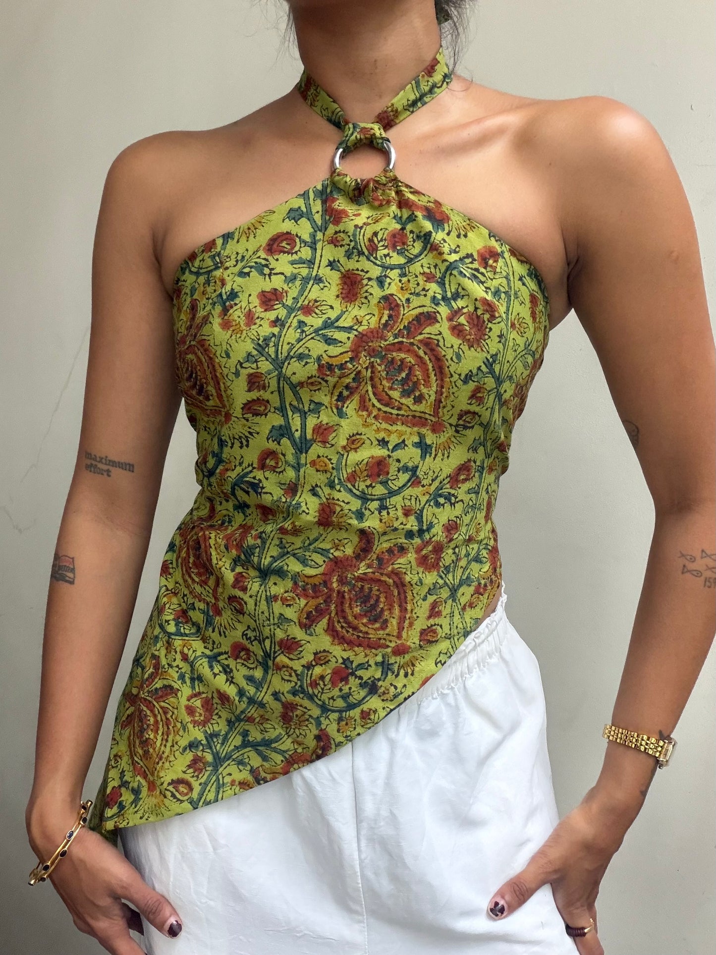 Maria: Neon Green Kalamkari