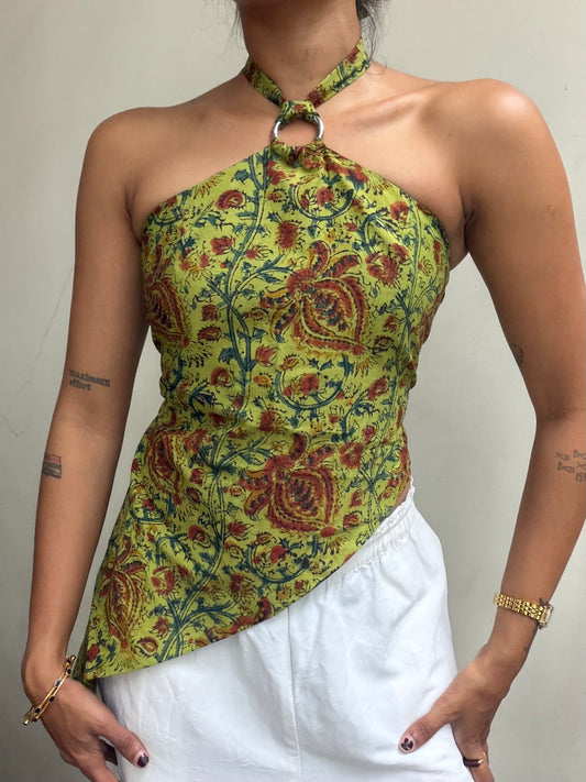 Maria: Neon Green Kalamkari