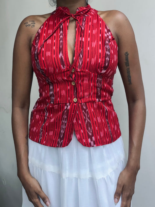Trupti: Bright Red Sambalpuri