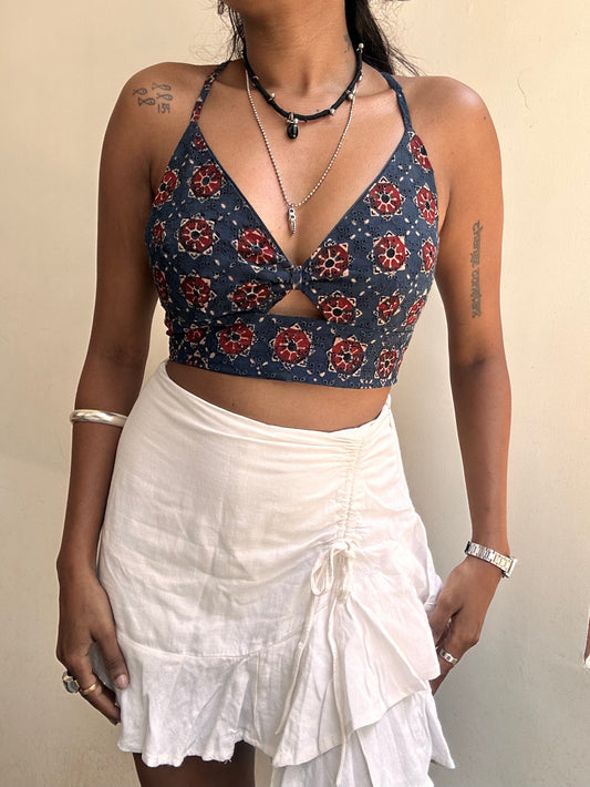Bella: Indigo Geometric Ajrakh Jacoba