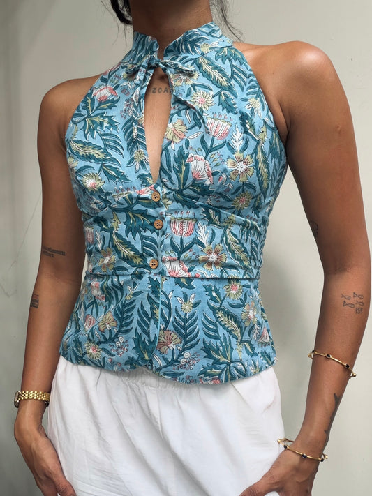 Trupti: Blue Sanganeri Block Print