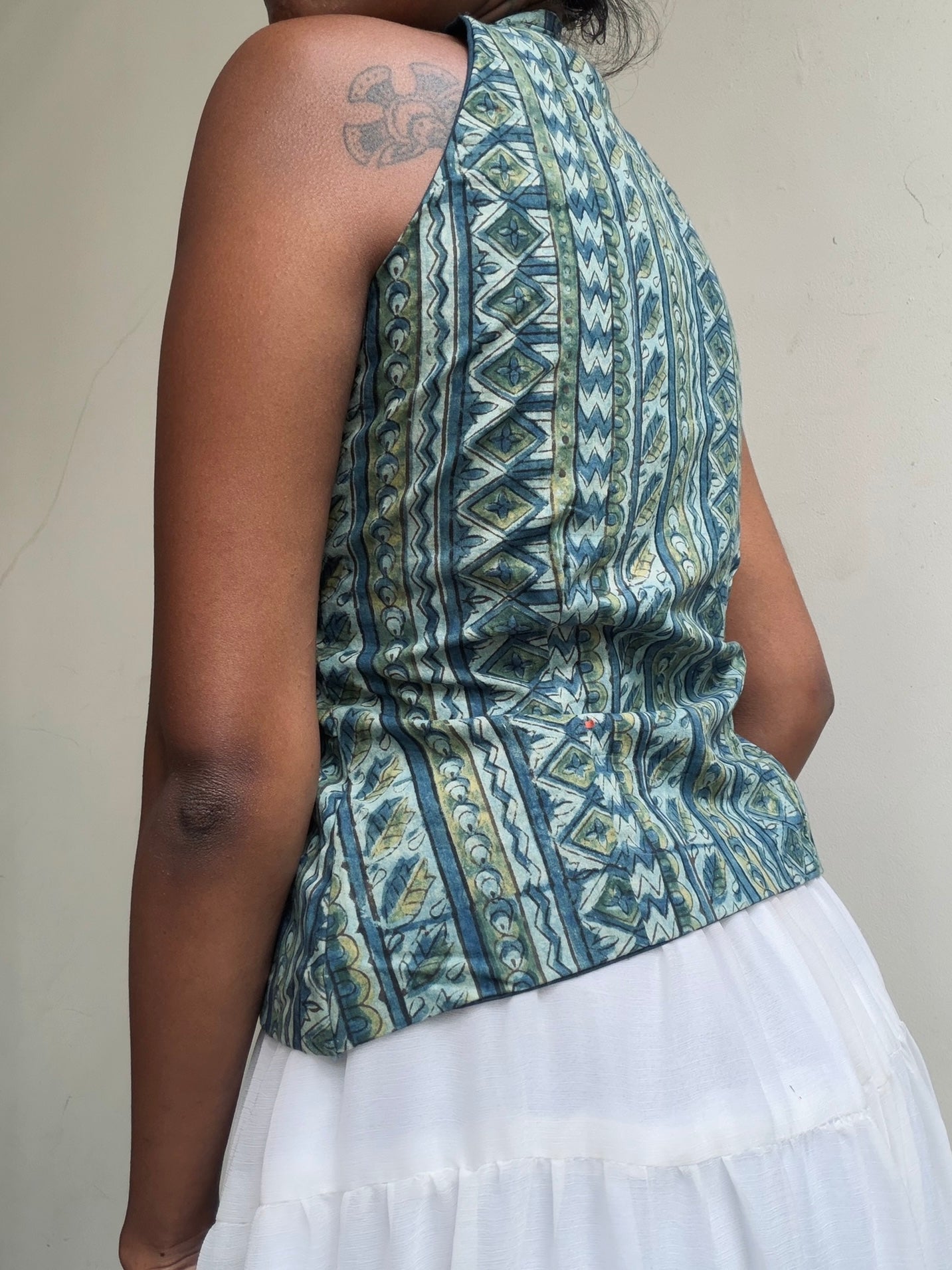 Trupti: Blue Striped Block Print