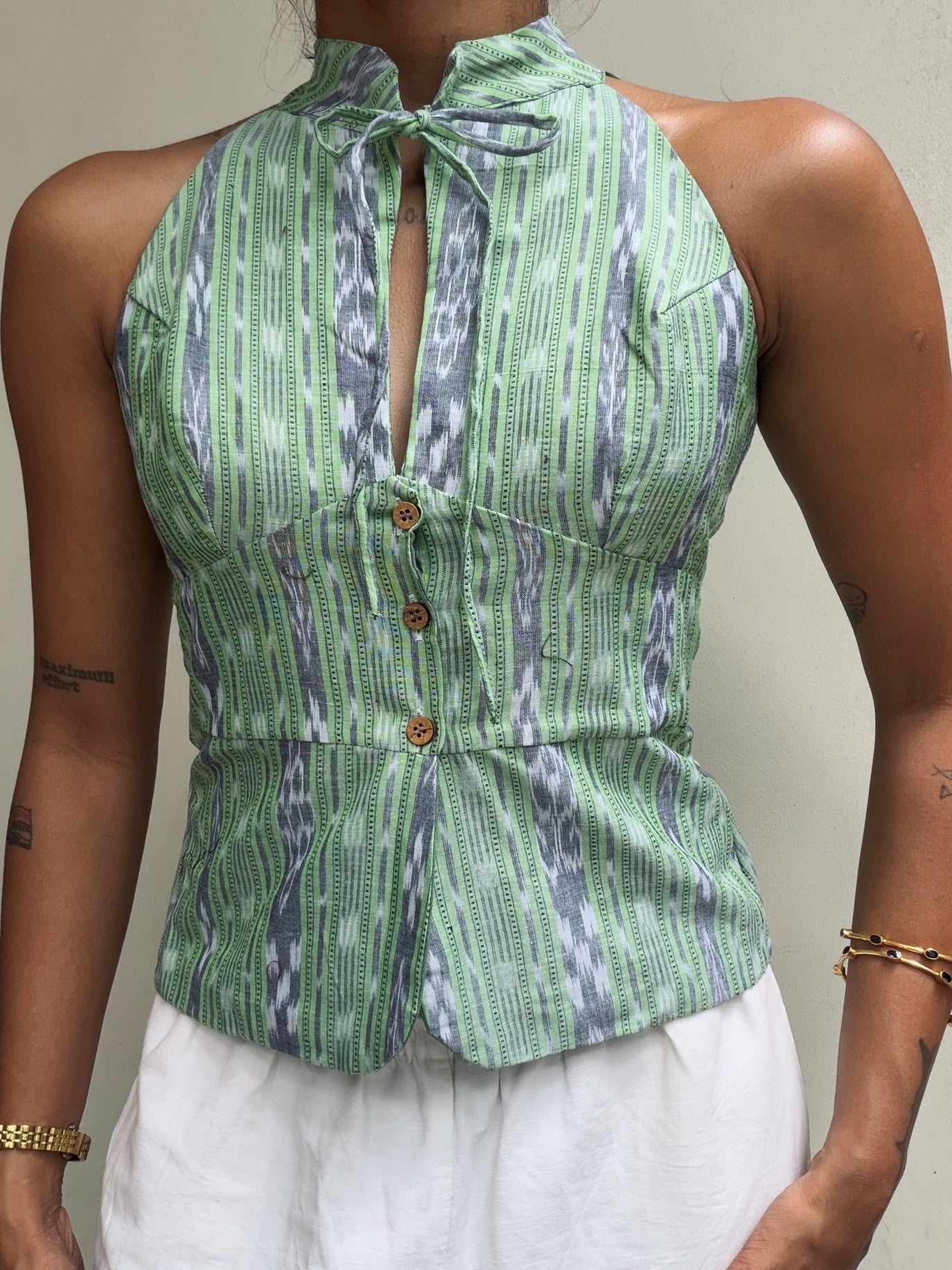 Trupti: Neon Green With Grey Sambalpuri