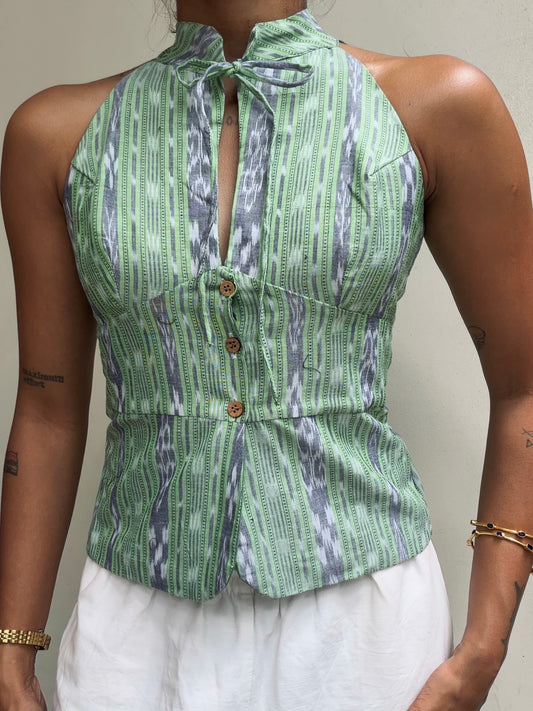 Trupti: Neon Green With Grey Sambalpuri