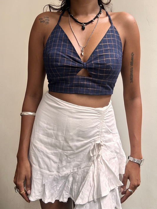 Bella: Navy Blue with Gold Checks
