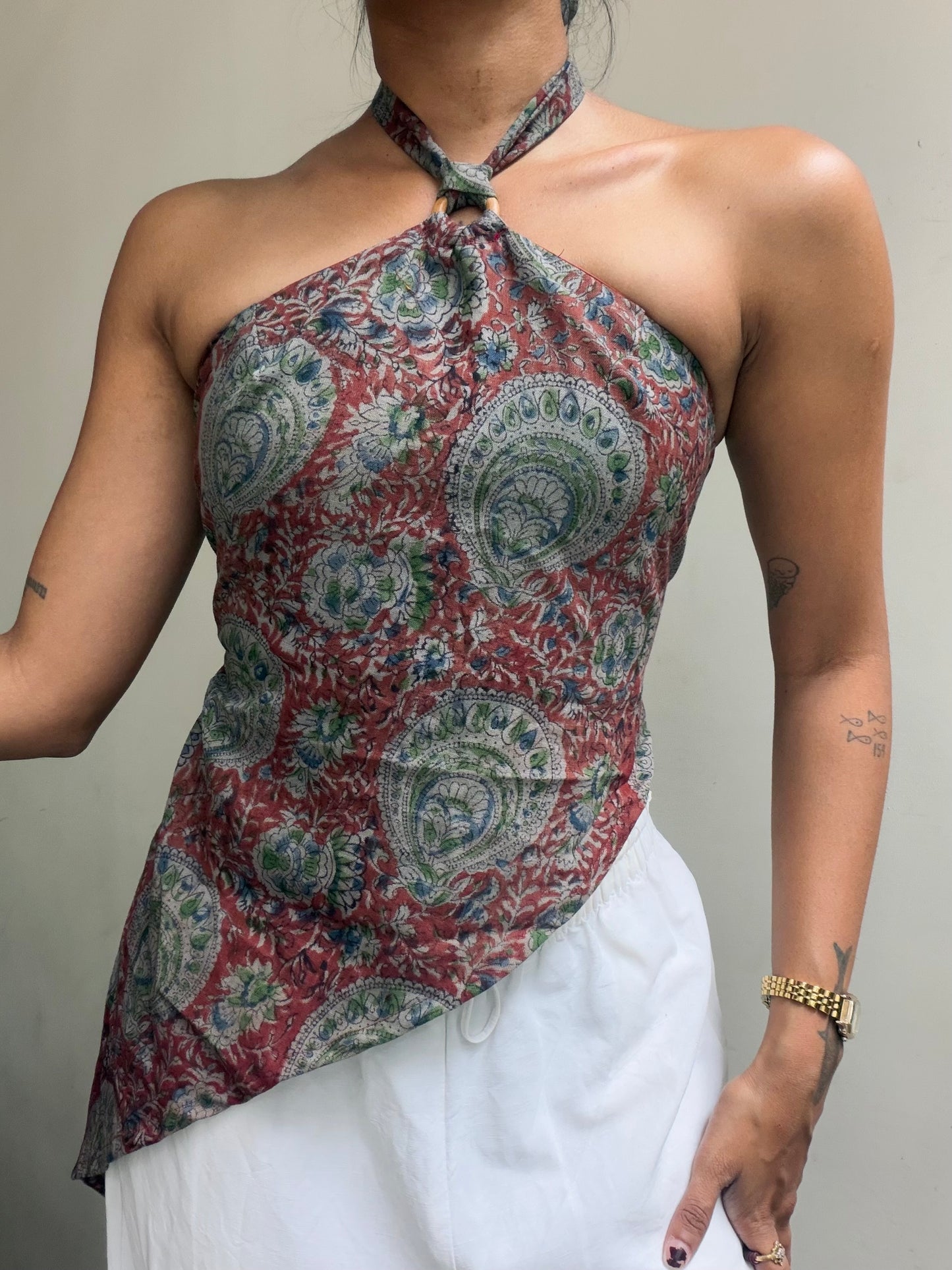 Maria: Grey & Red Kalamkari
