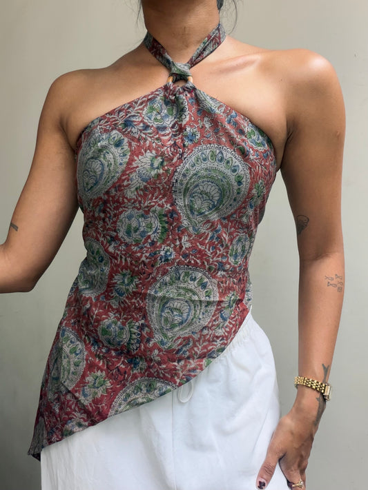 Maria: Grey & Red Kalamkari
