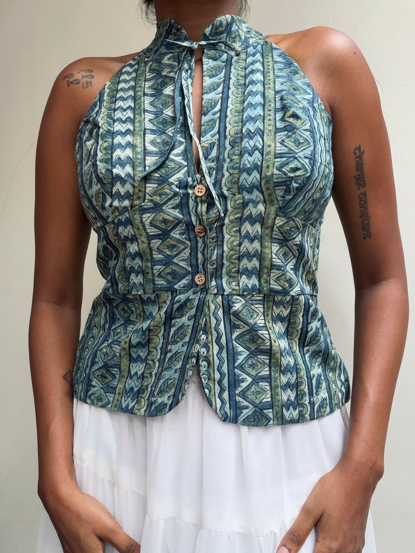 Trupti: Blue Striped Block Print