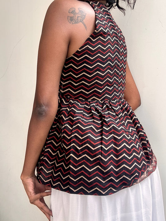 Geet: Black Zigzag Ajrakh