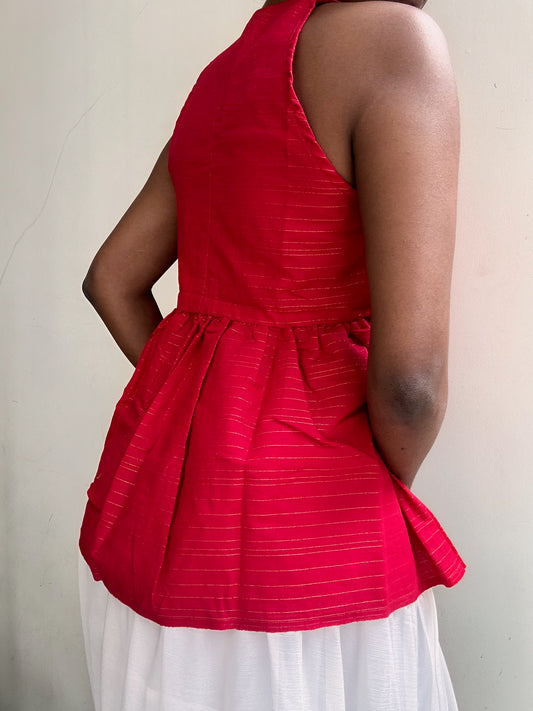 Geet: Red with Gold Stripe