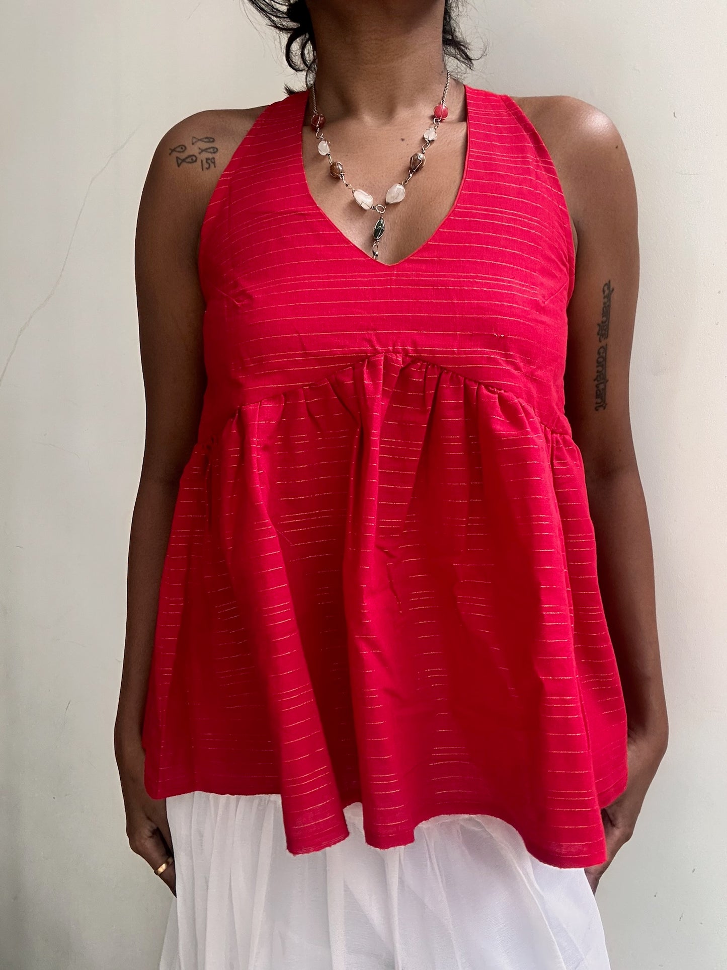 Geet: Red with Gold Stripe