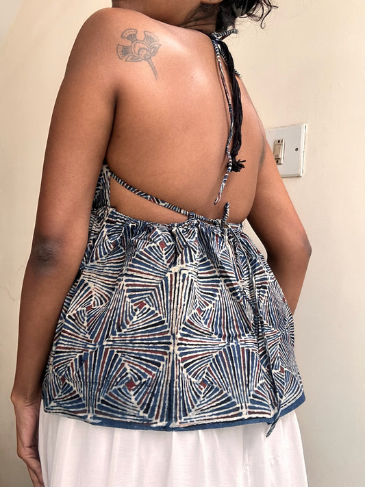 Tara: Indigo Floral Ajrakh