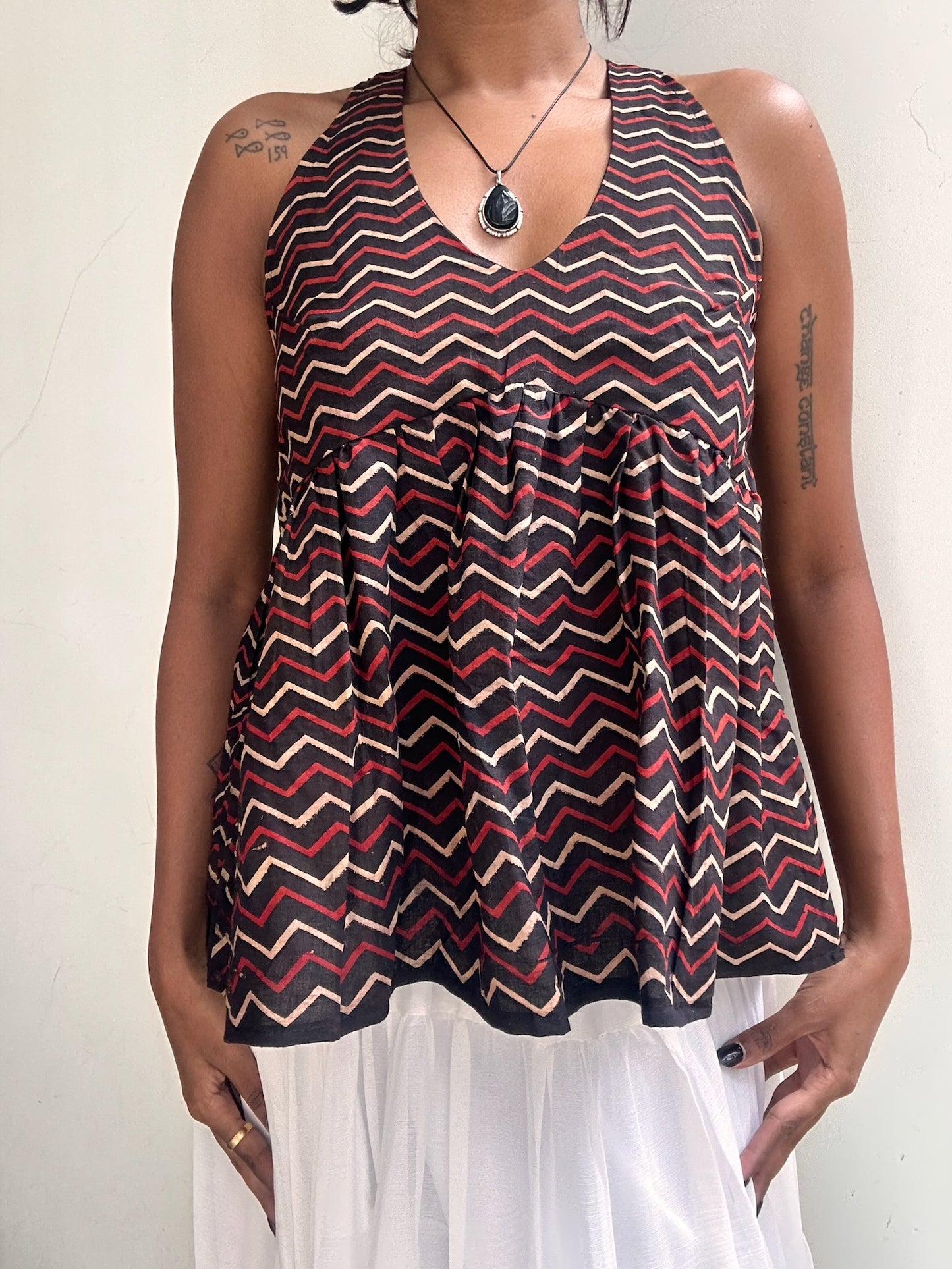 Geet: Black Zigzag Ajrakh