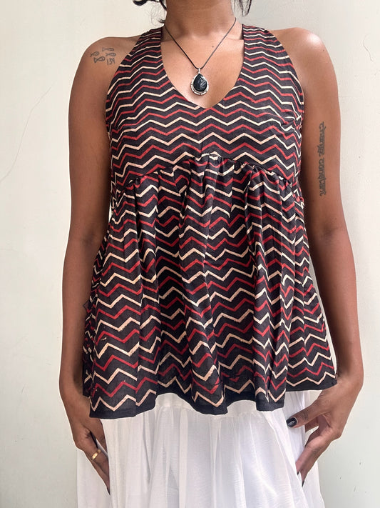 Geet: Black Zigzag Ajrakh