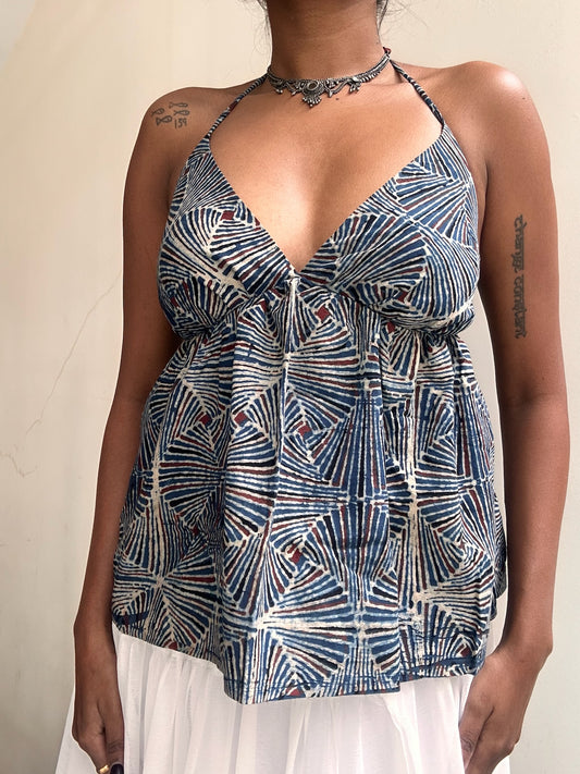 Tara: Indigo Floral Ajrakh