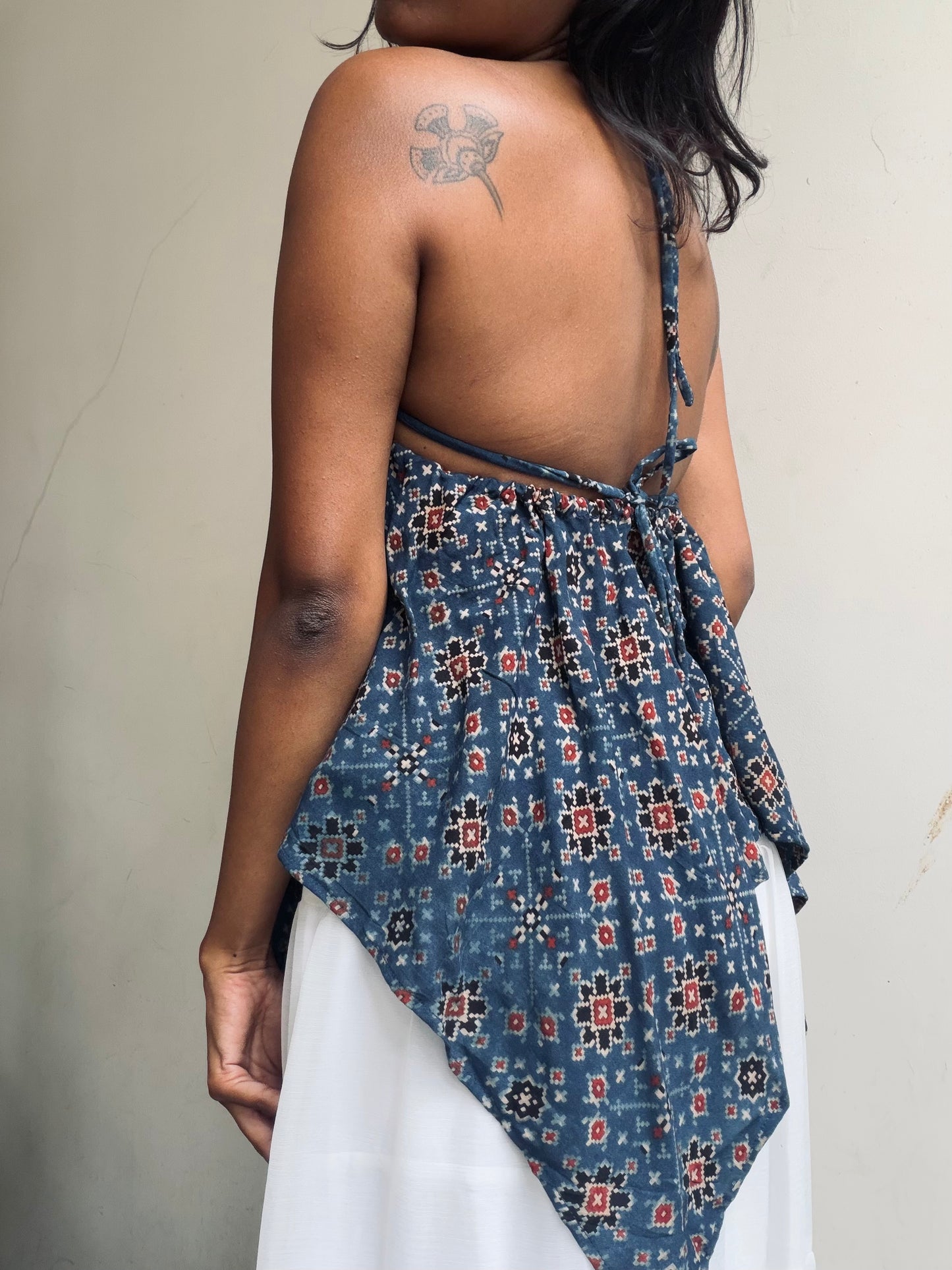 Khai: Blue Geometric Rayon