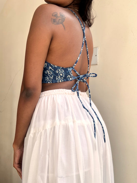 Bella: Indigo Plant Block Print