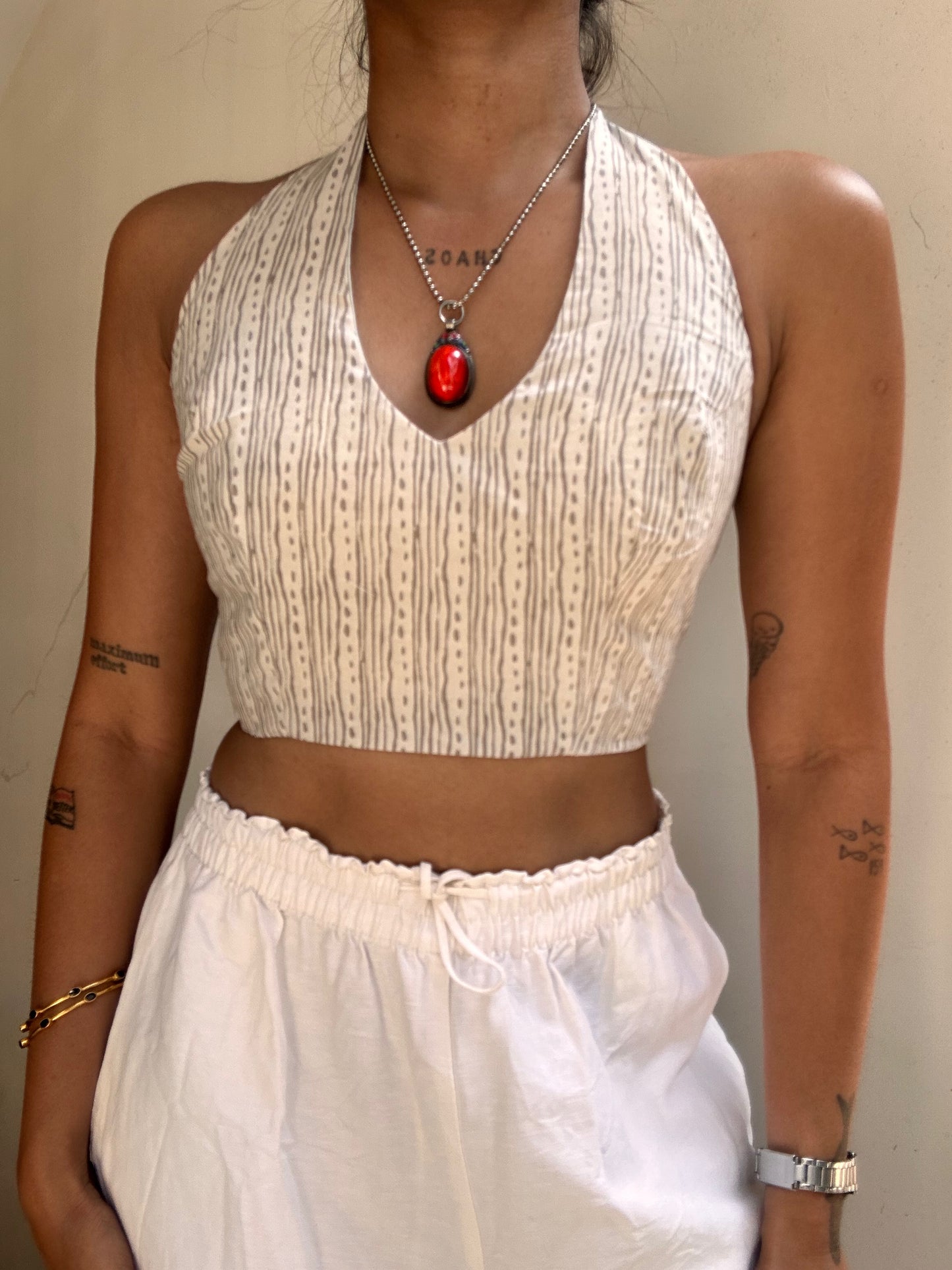 Heather: White Striped Batik