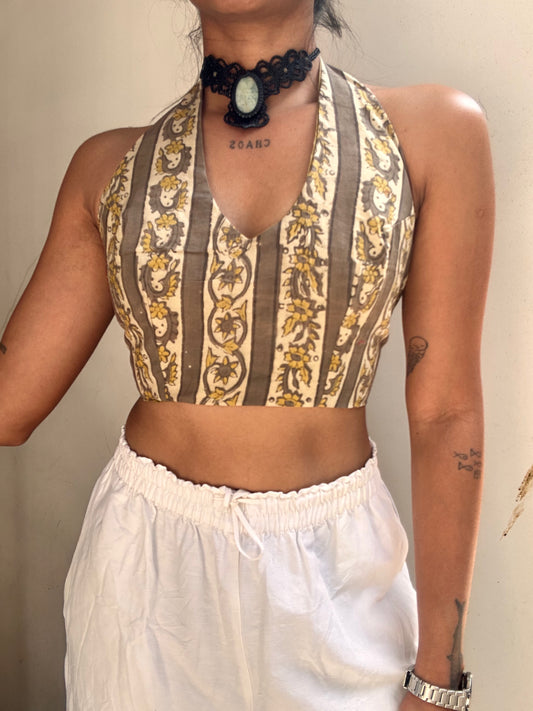 Heather: Olive Striped Floral Batik