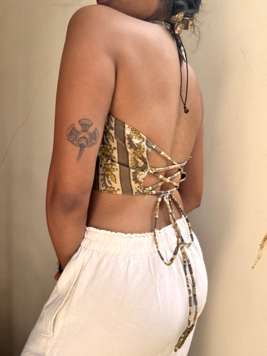 Heather: Olive Striped Floral Batik