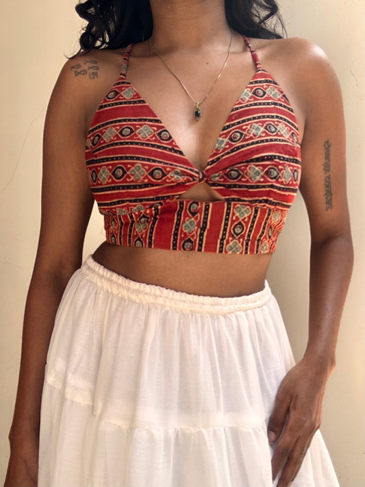 Bella: Red Horizontal Striped Ajrakh