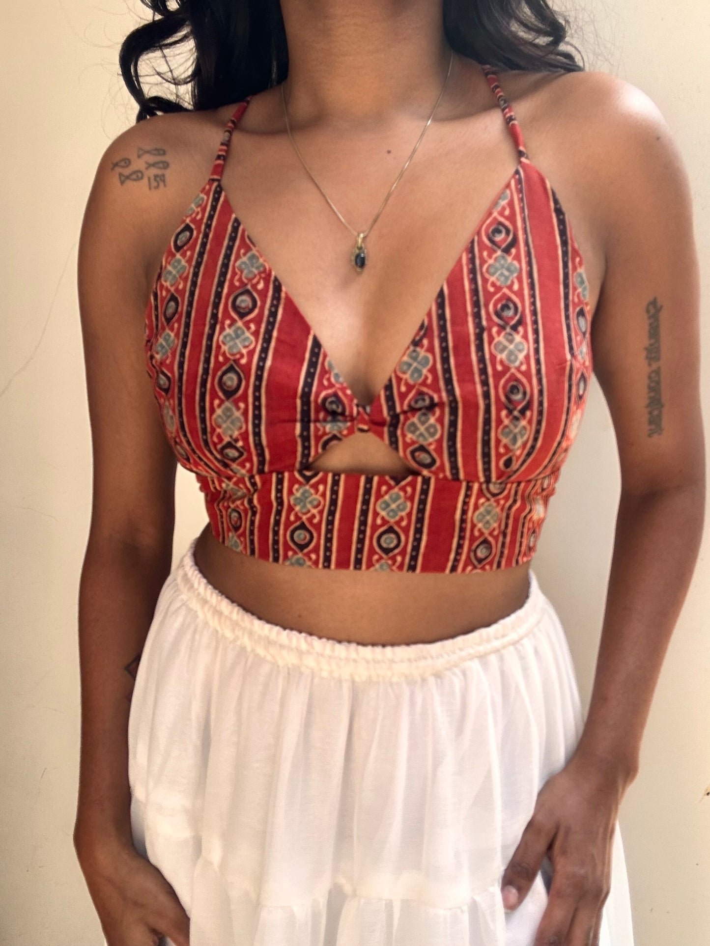 Bella: Red Vertical Striped Ajrakh