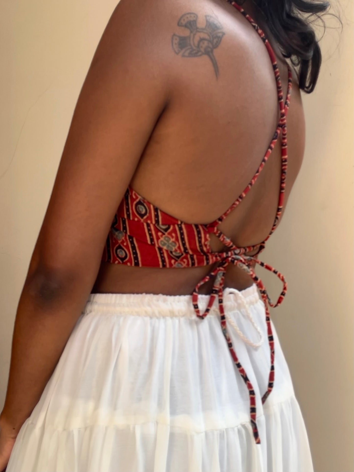 Bella: Red Vertical Striped Ajrakh