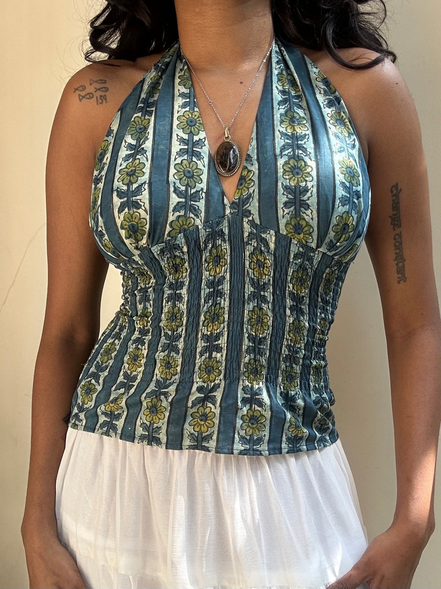 Preksha: Blue Striped Ajrakh