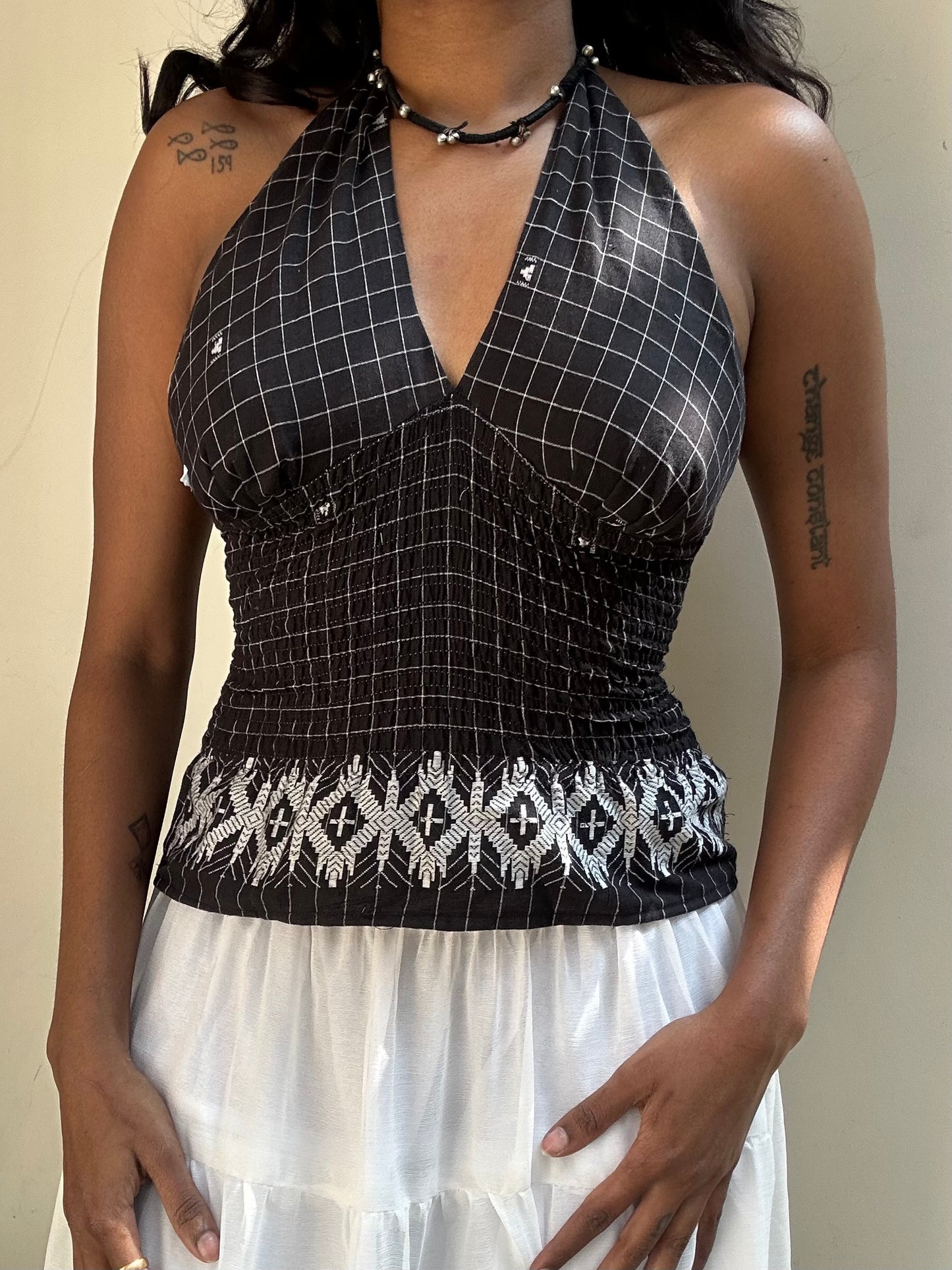 Preksha: Black Checks Jamdani