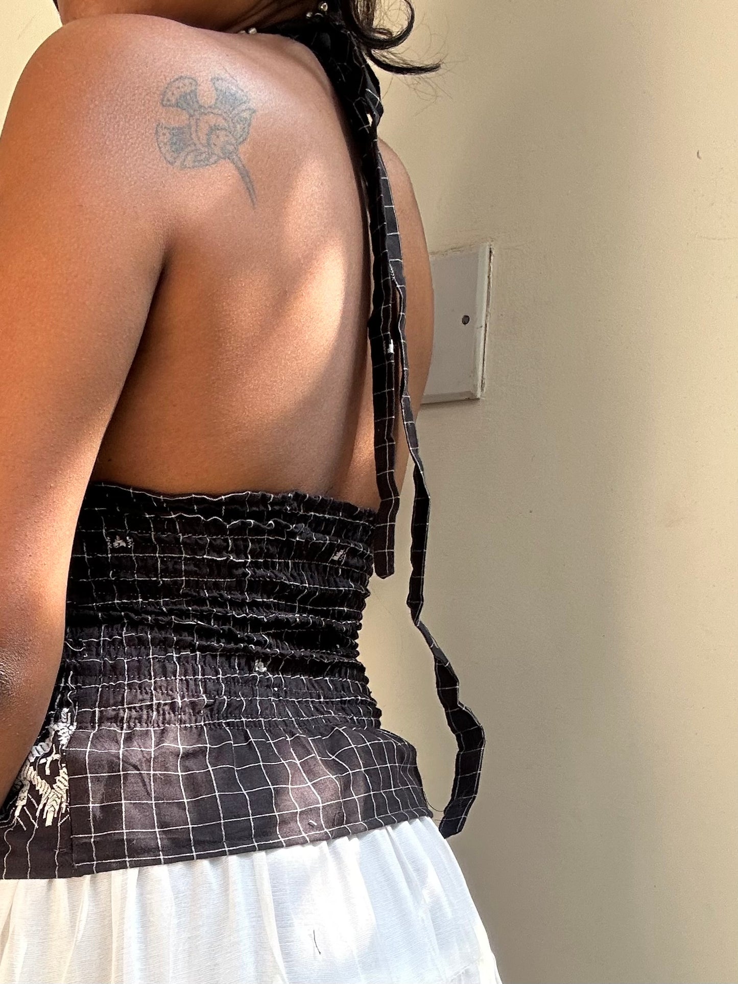 Preksha: Black Checks Jamdani