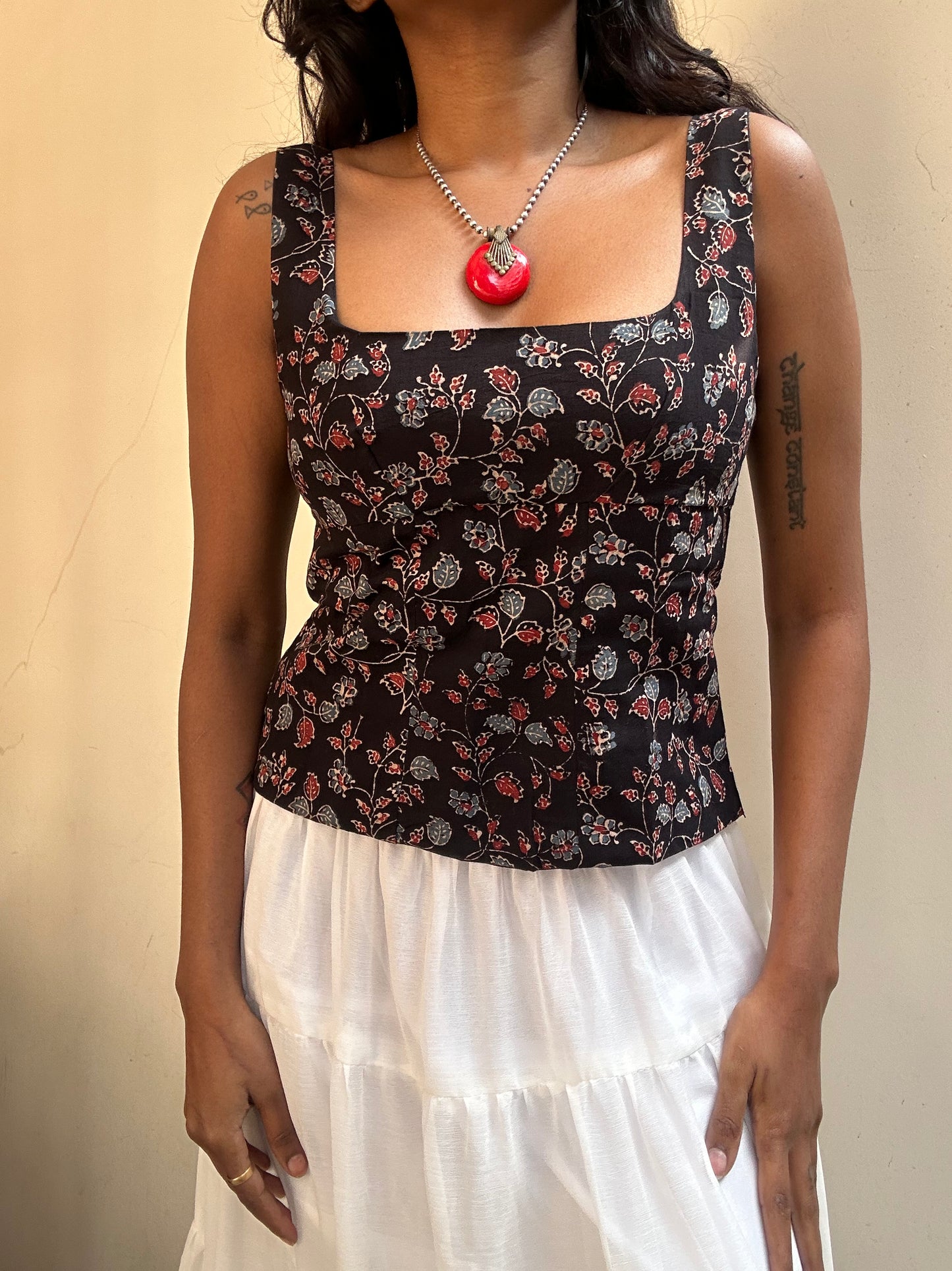 Gul: Black Dainty Floral Ajrakh