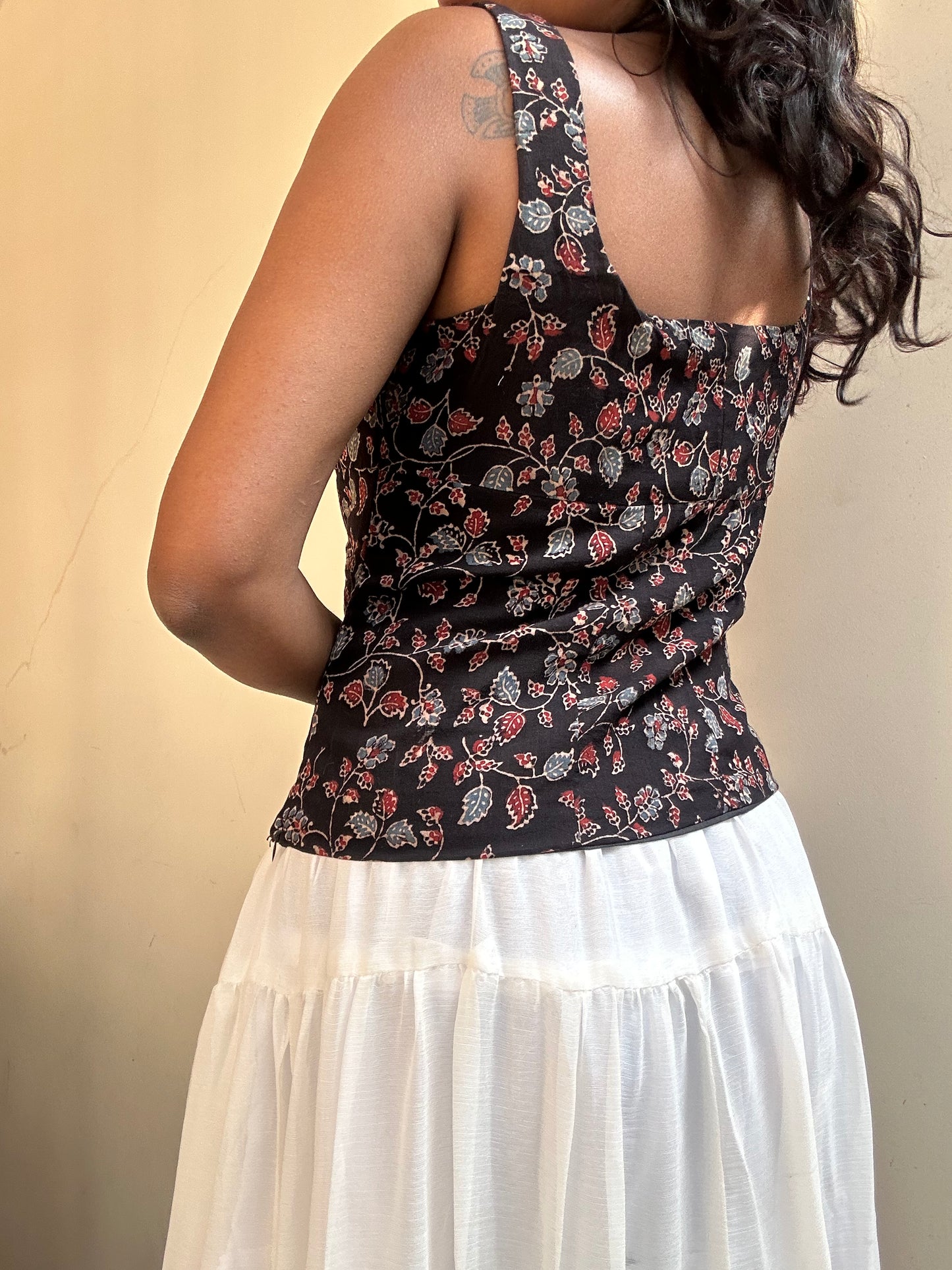 Gul: Black Dainty Floral Ajrakh