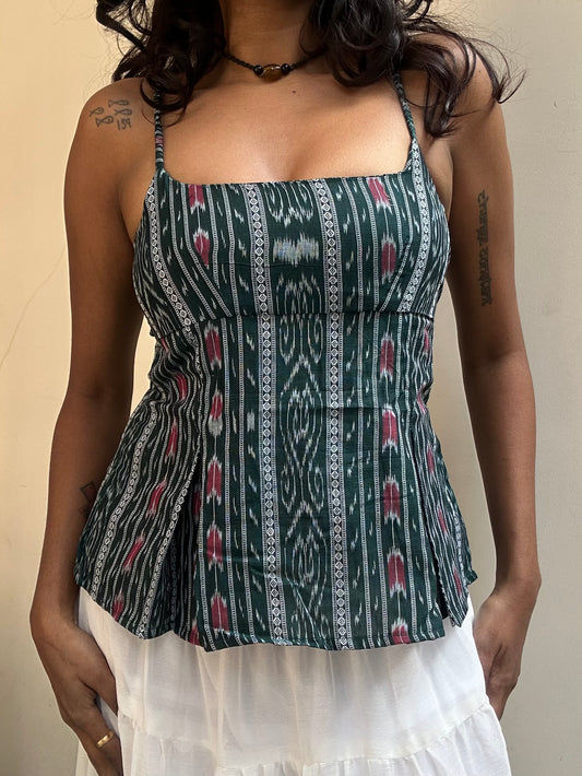 Delicia: Green Double Ikat Weave