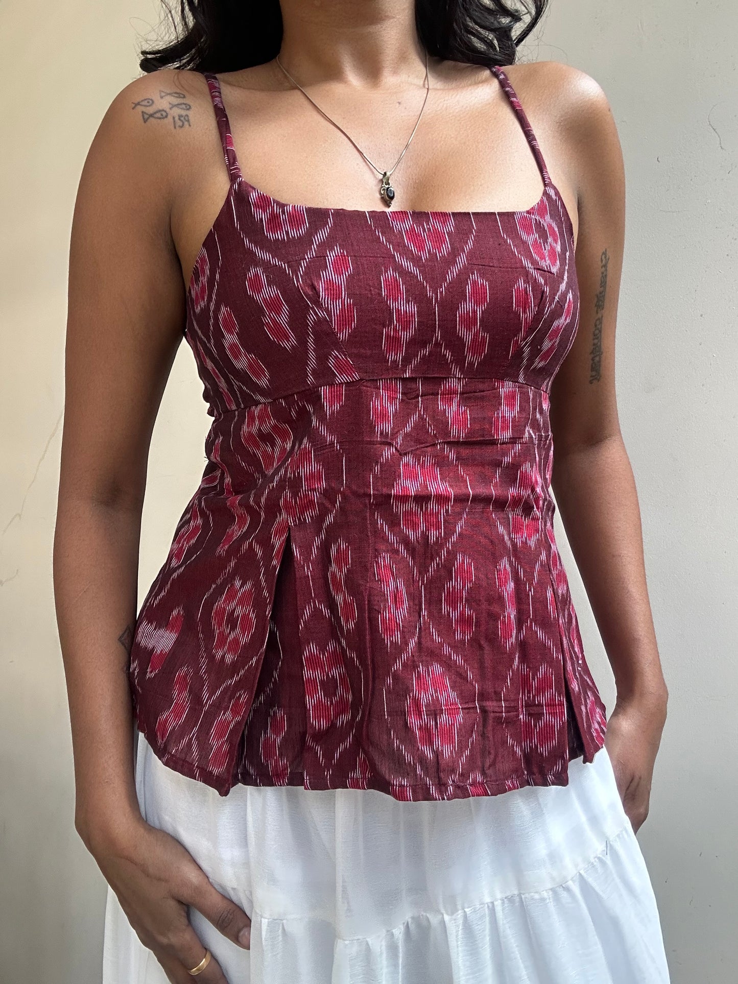 Delicia: Maroon Double Ikat Weave