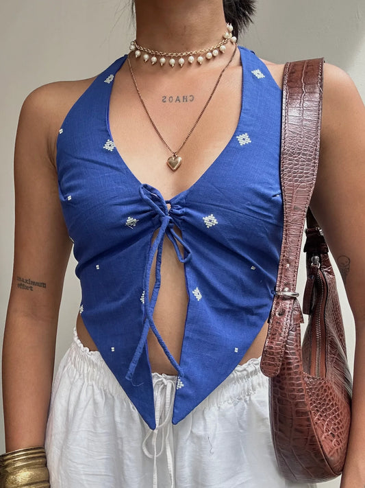 Titli: Bright Blue Jamdani