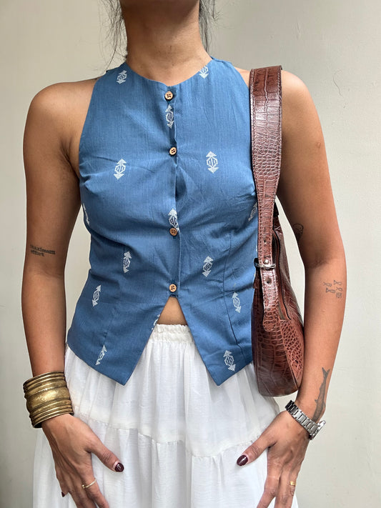Naira: Sky Blue Jamdani