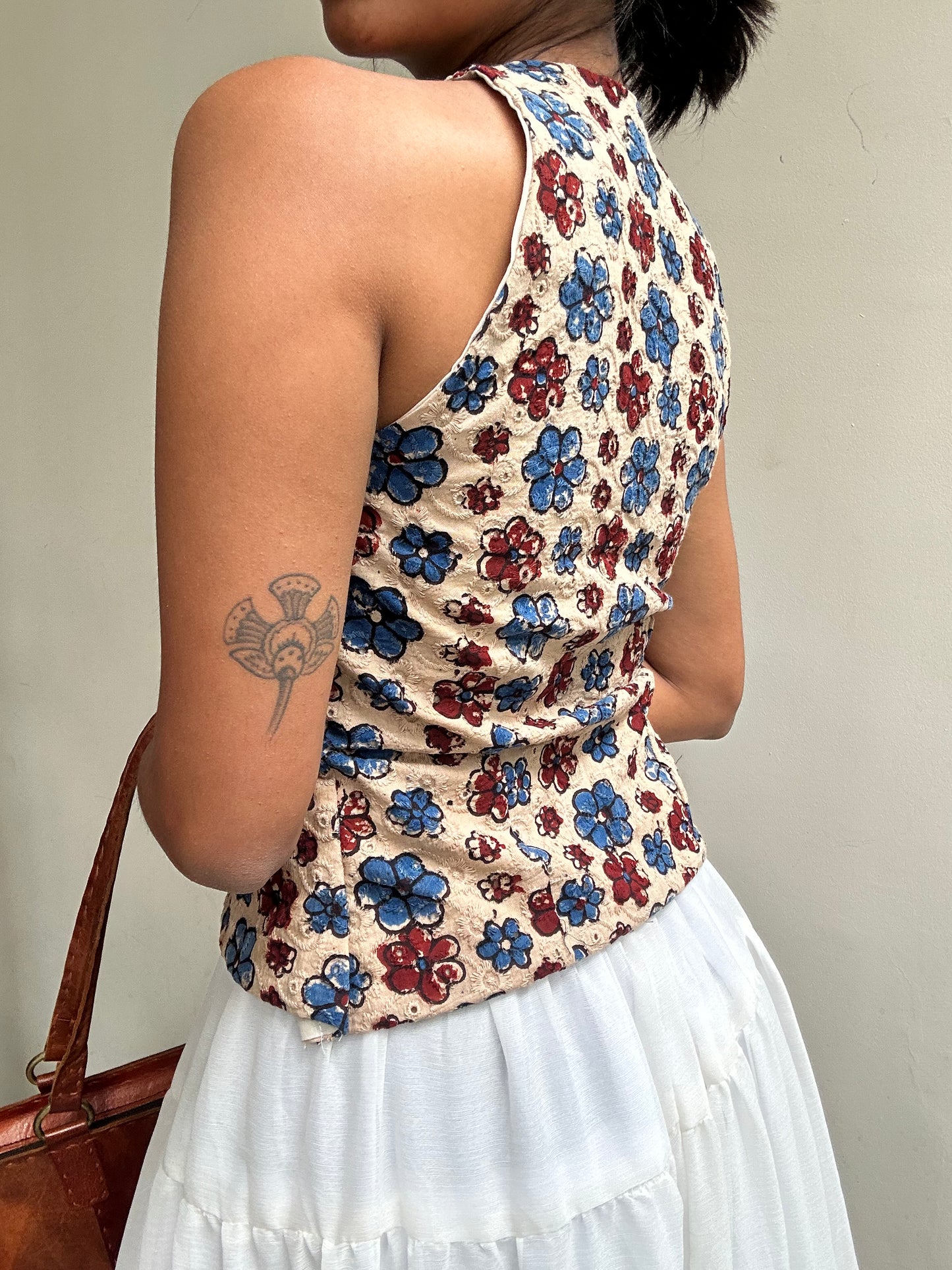 Naira: Beige Floral Jacoba Ajrakh