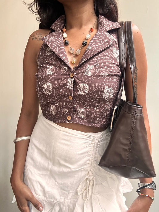 Varkala: Brown Vine Print