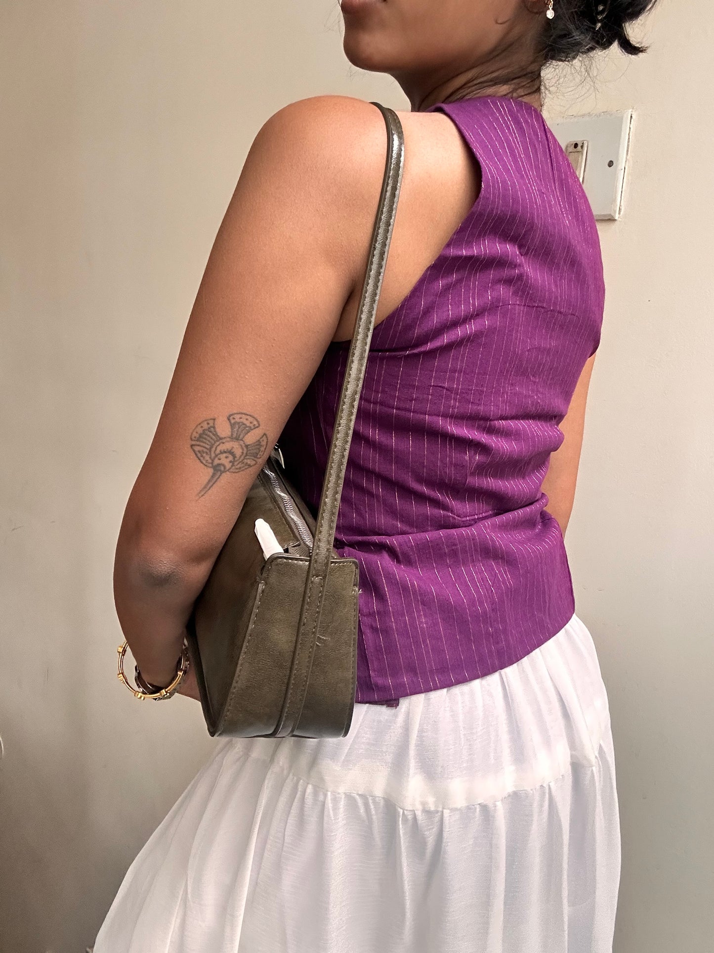 Naira: Purple With gold stripes
