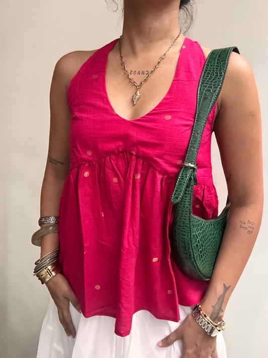 Geet: Pink with Gold Polka