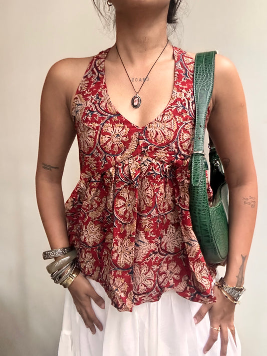 Geet: Red Floral Kalamkari
