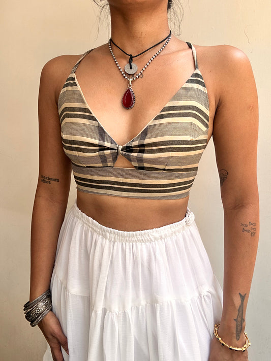 Bella: Beige Striped Upcycled