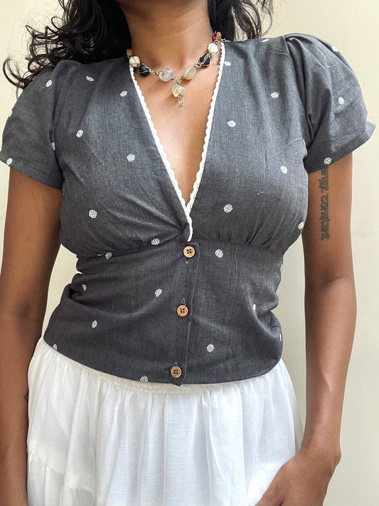 Isha: Dark Grey Polka Dot
