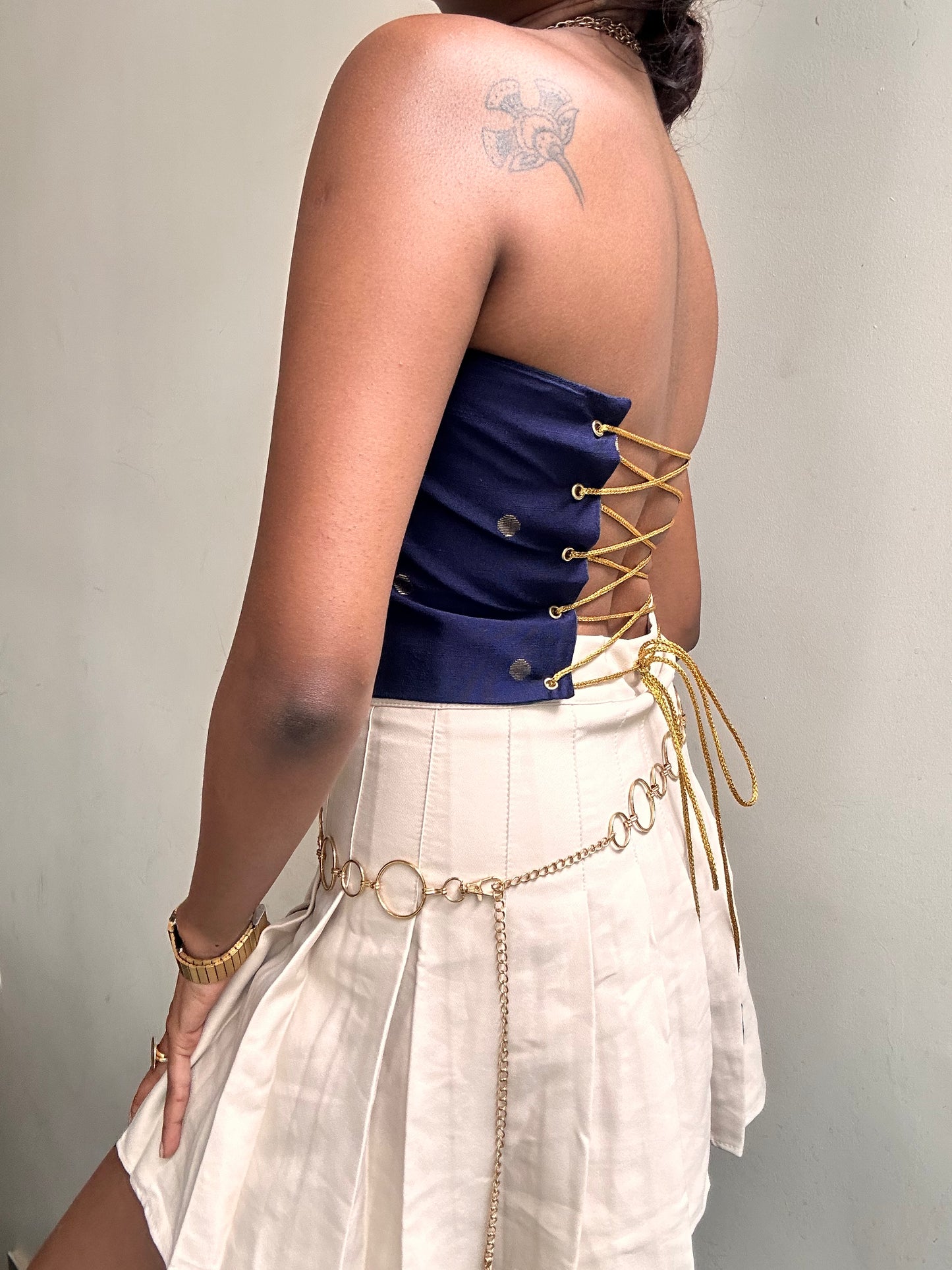 Kumari: Cream Polka Dotted