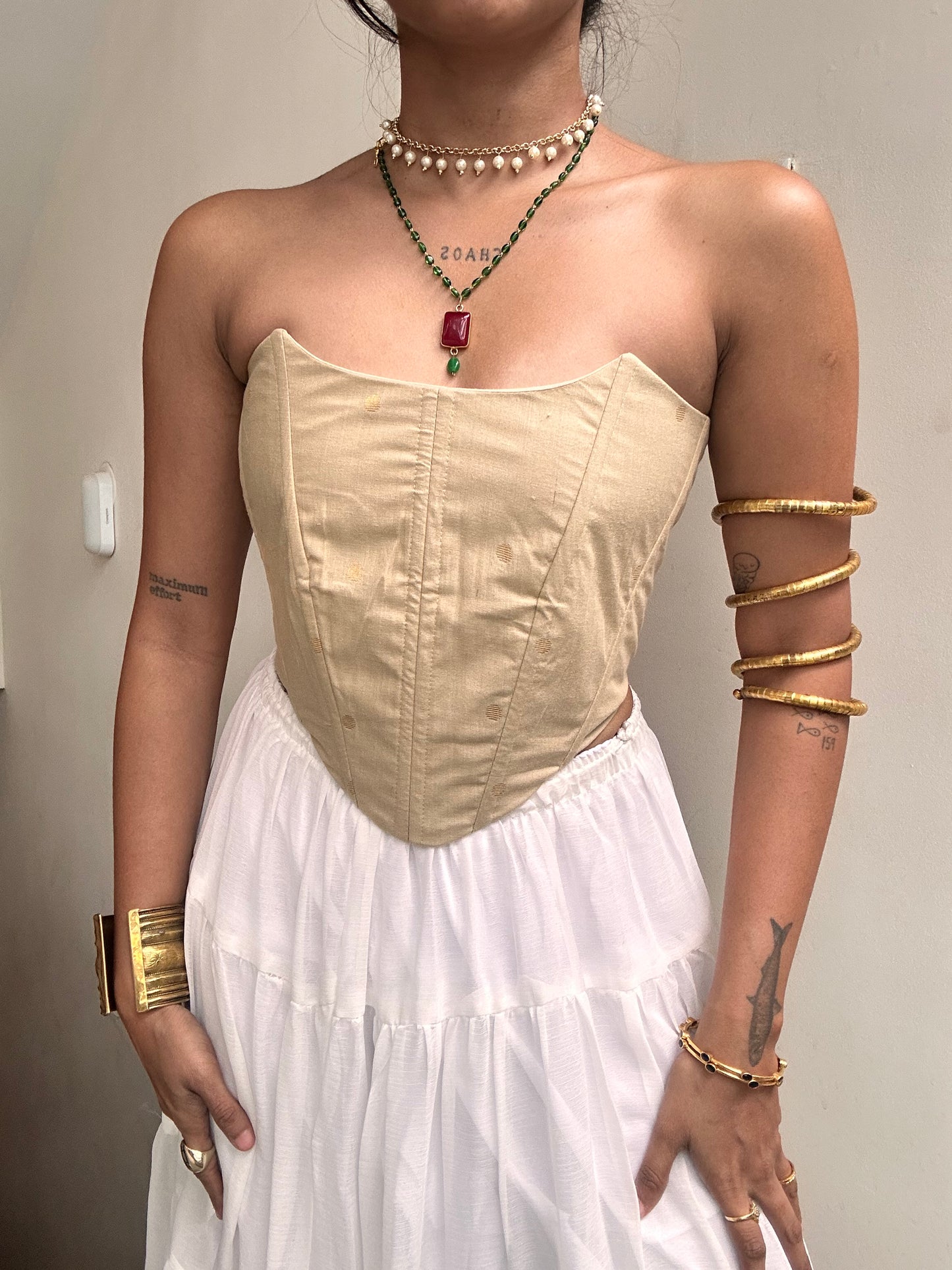 Kumari: Cream Polka Dotted