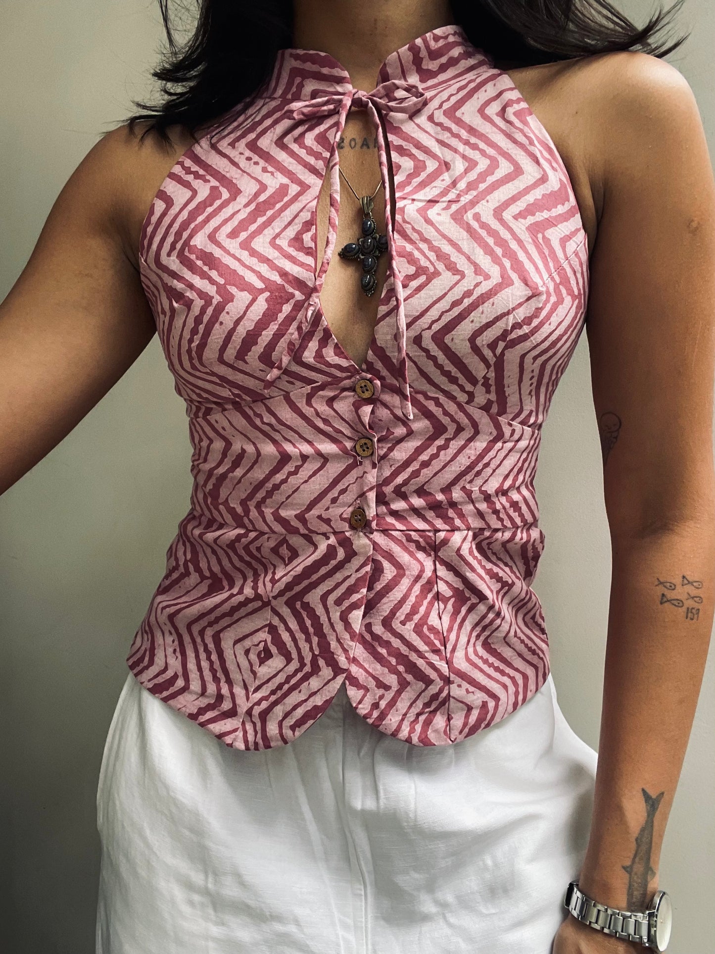 Trupti: Pink ZigZag Batik